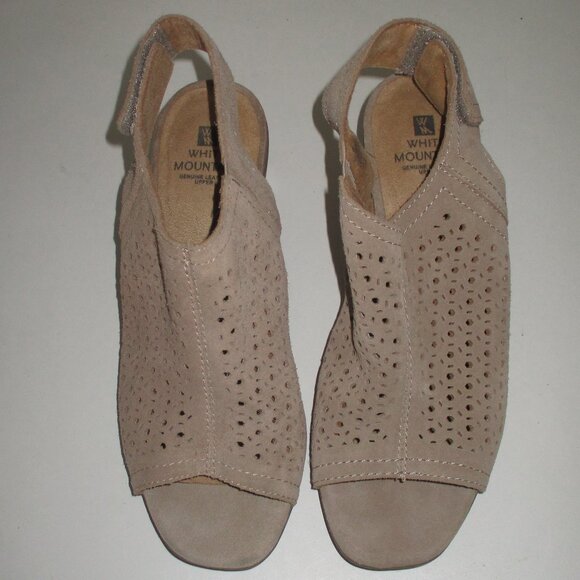 White Mountain Womens Taupe Laser-cut Suede Leather Slingback 2.5" NWOB Heel- 7M - Picture 6 of 9